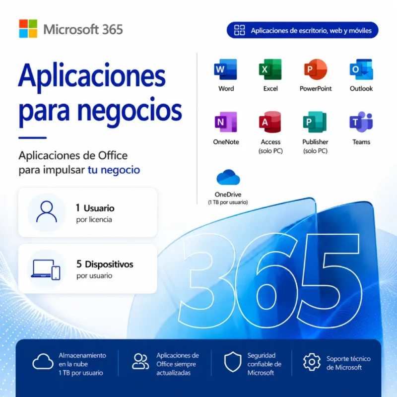Microsoft 365 Aplicaciones para Negocios licencia original Microsoft