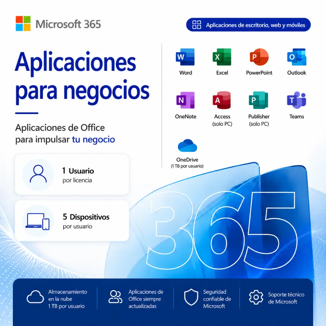 Microsoft 365 Aplicaciones para Negocios licencia original Microsoft